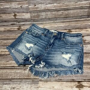 BKE Payton Denim Distressed‎ Frayed Hem Cutoff Shorts Women's Size 24 Blue